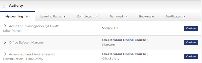 See assigned courses in my learning