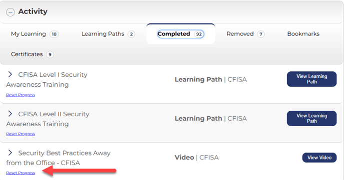 Reset Learner Progress
